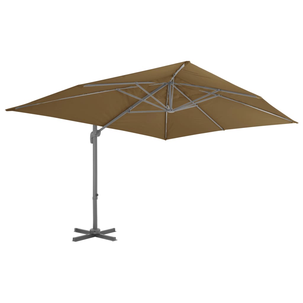 Guarda-sol de jardim cantilever com mastro de alumínio 400x300 cm cinza-claro