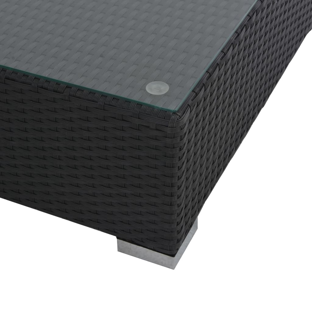 6 pcs conjunto lounge de jardim c/ almofadões vime PE preto