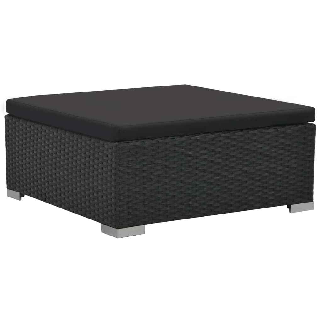 6 pcs conjunto lounge de jardim c/ almofadões vime PE preto