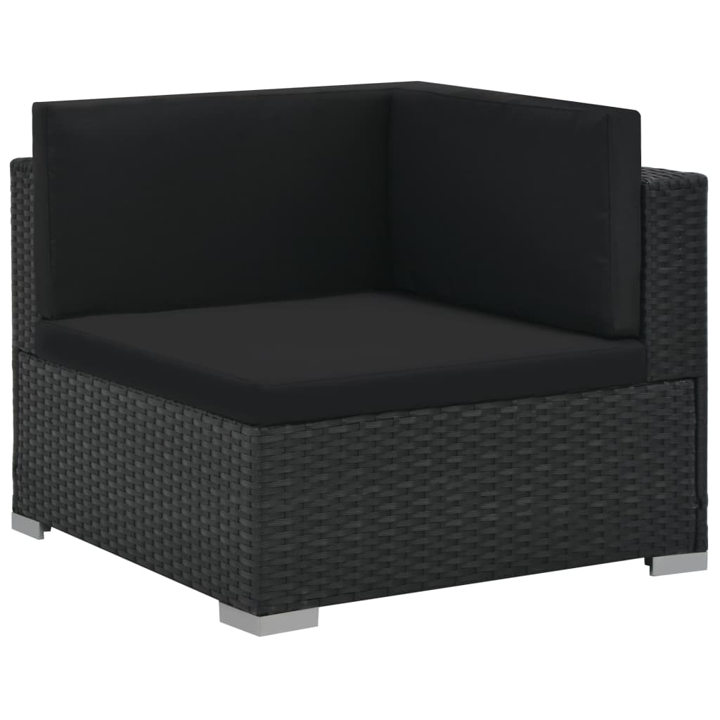 6 pcs conjunto lounge de jardim c/ almofadões vime PE preto