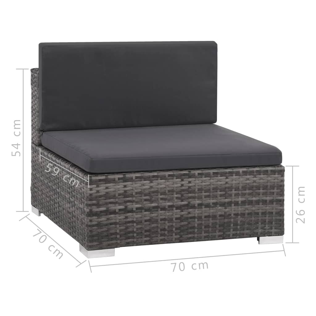 6 pcs conjunto lounge de jardim c/ almofadões vime PE cinzento