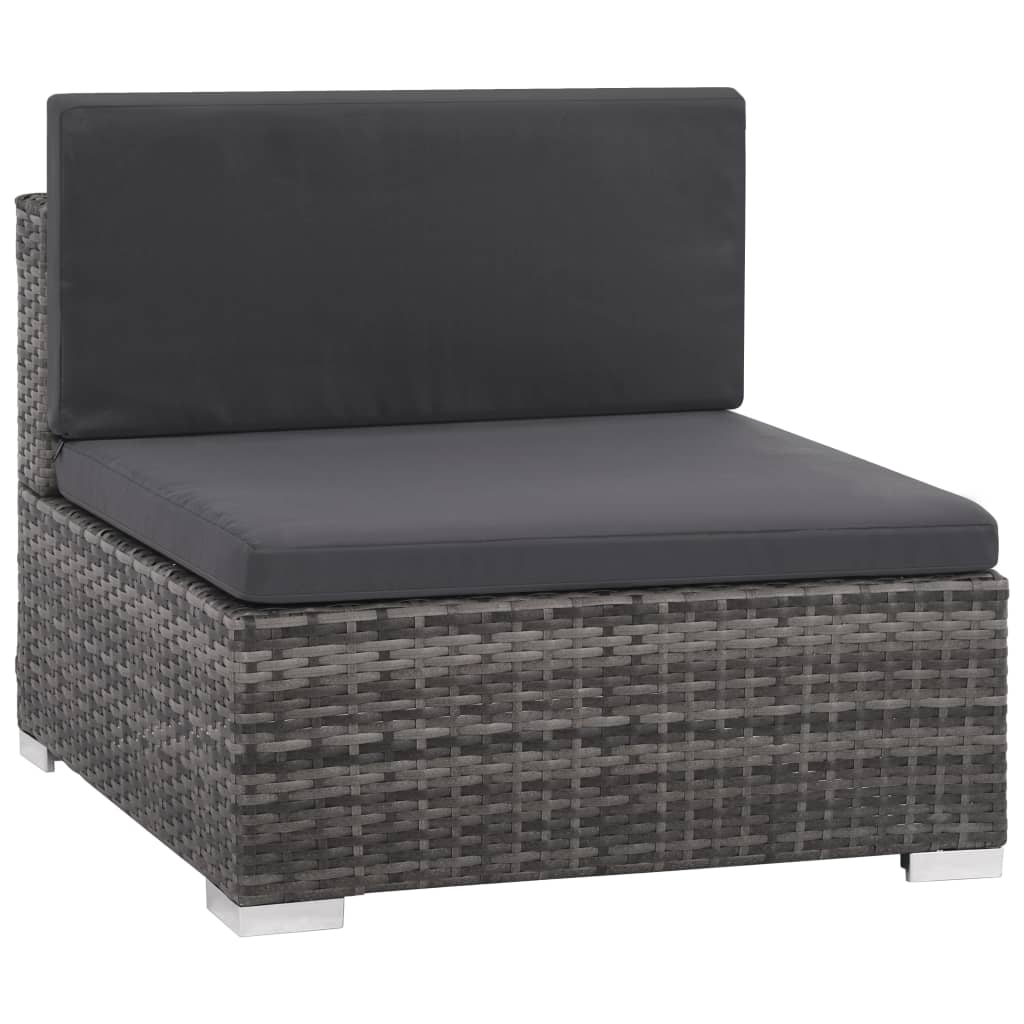 6 pcs conjunto lounge de jardim c/ almofadões vime PE cinzento