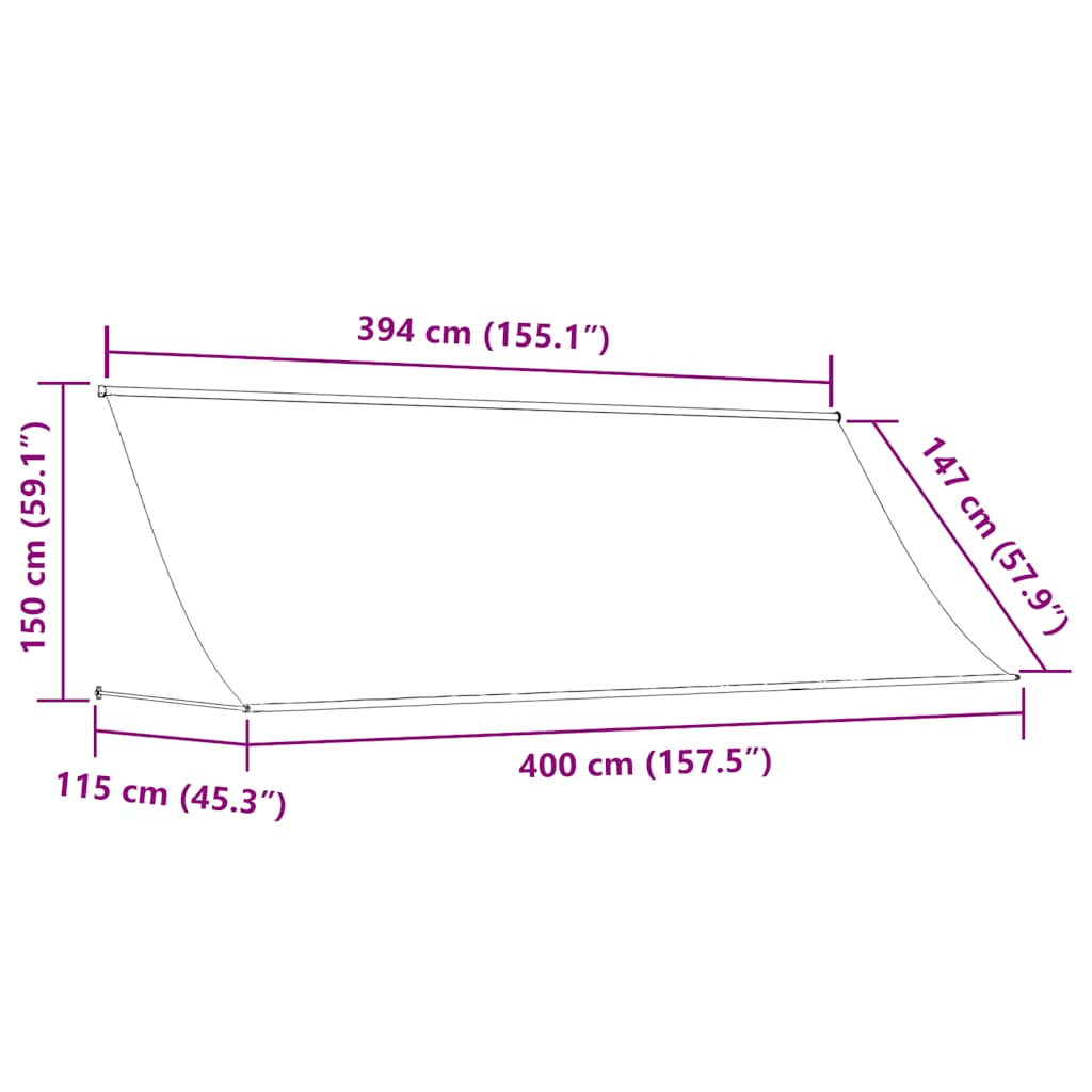 Toldo retrátil 400x150 cm amarelo e branco