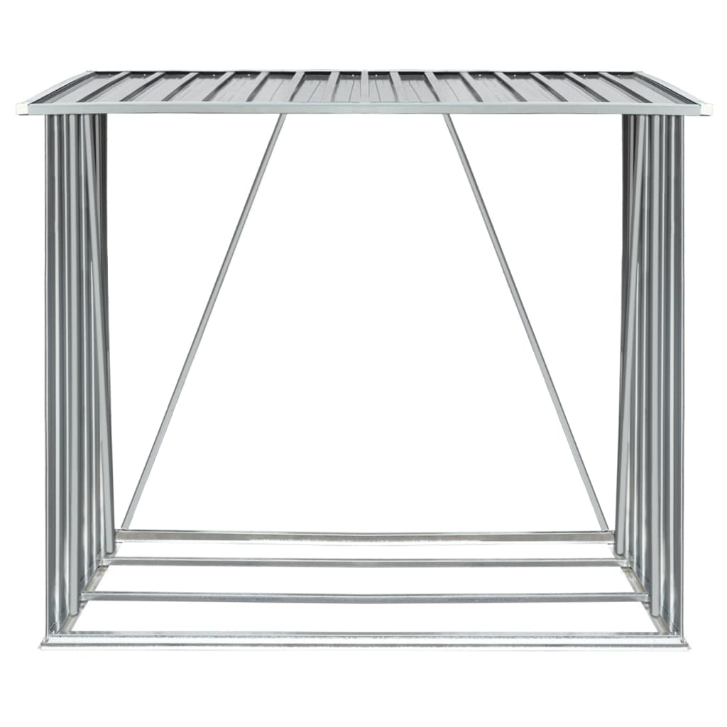Abrigo p/ arrumação de troncos jardim aço 163x83x154cm cinzento
