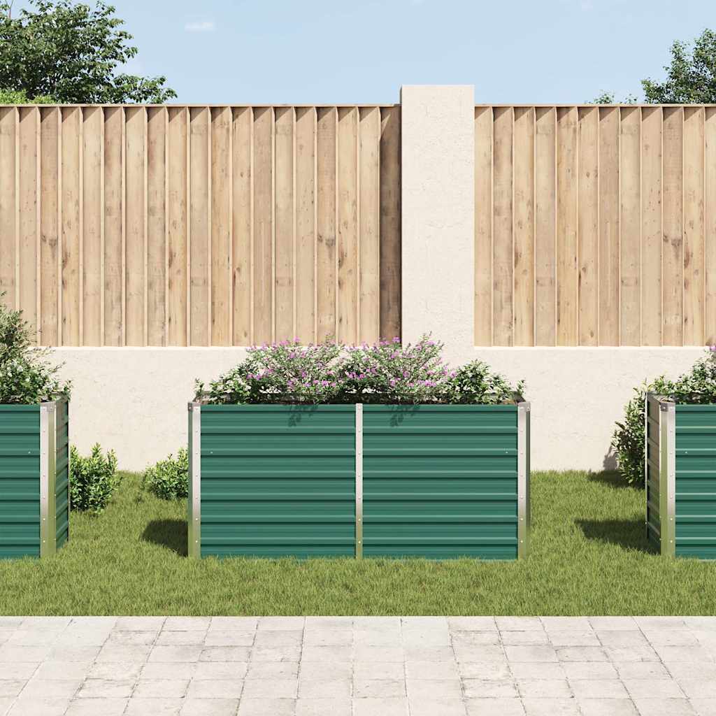 Canteiro elevado de jardim aço galvanizado 160x40x77 cm verde
