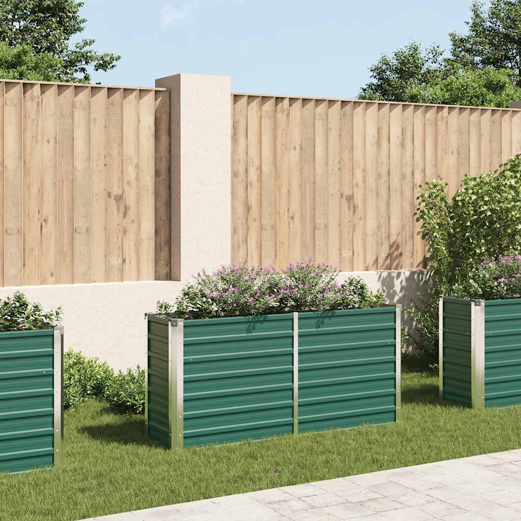 Canteiro elevado de jardim aço galvanizado 160x40x77 cm verde
