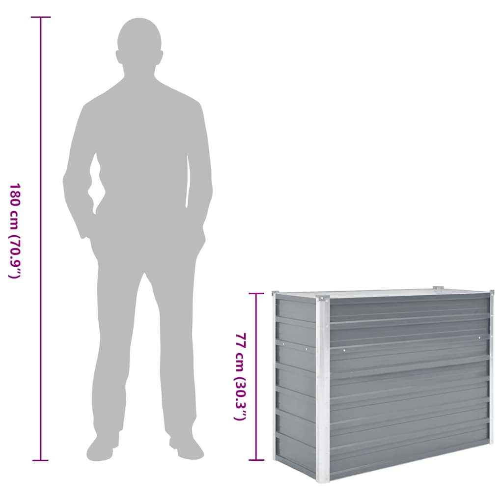 Canteiro elevado de jardim aço galvanizado 100x40x77cm cinzento
