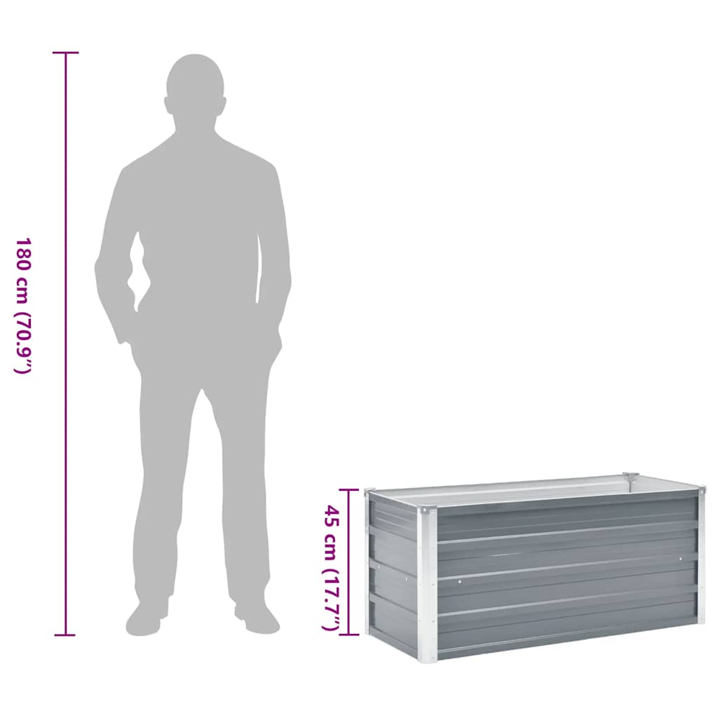 Canteiro elevado de jardim aço galvanizado 100x40x45cm cinzento