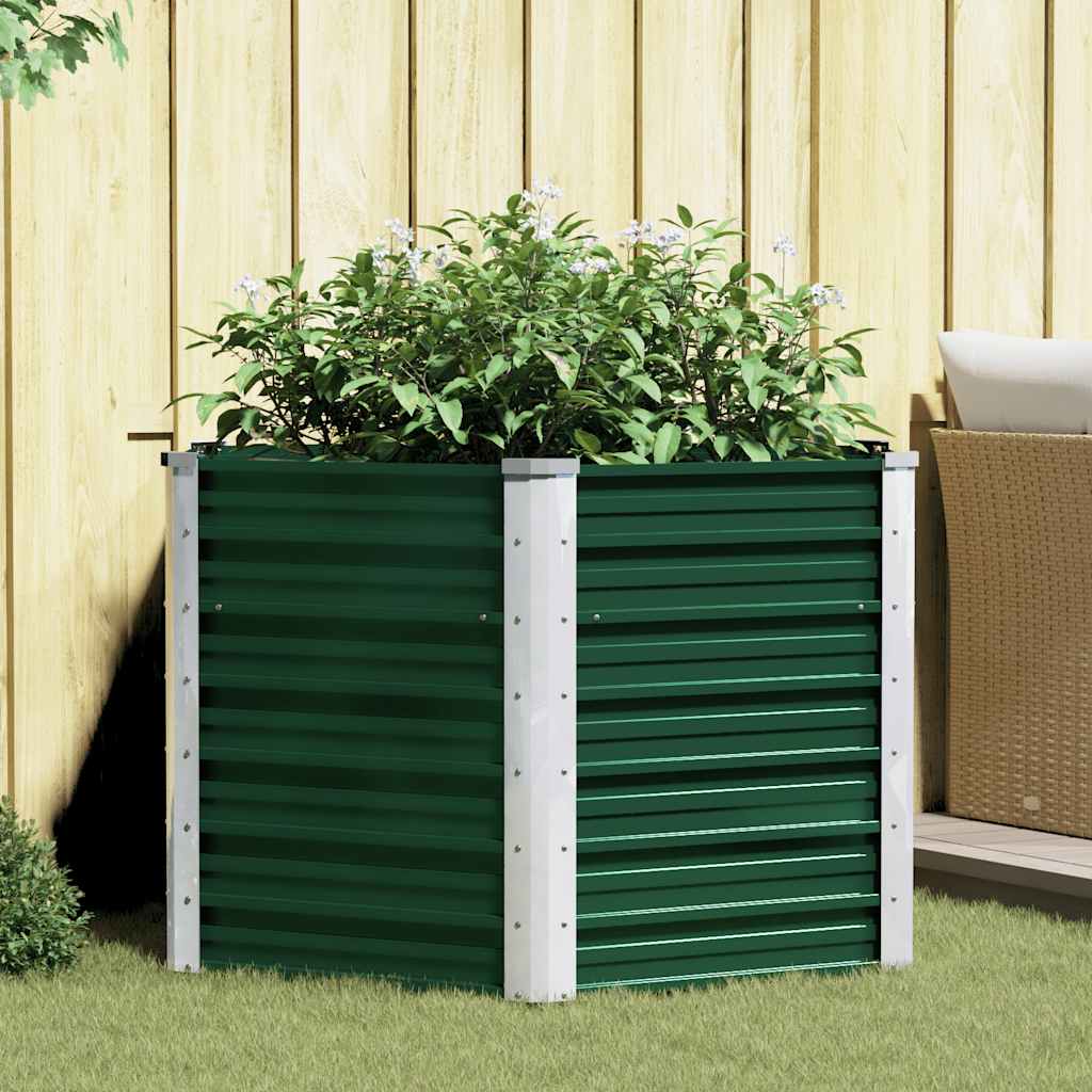 Canteiro elevado jardim aço galvanizado 129x129x77 cm verde