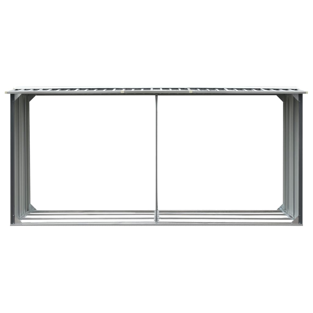 Abrigo jardim p/ arrumação de troncos aço 330x92x153cm cinzento