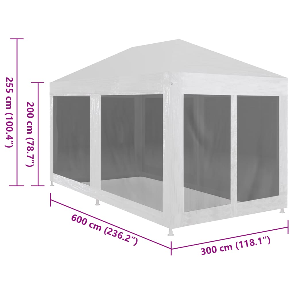 Tenda para festas com 6 paredes laterais em rede 6x3 m
