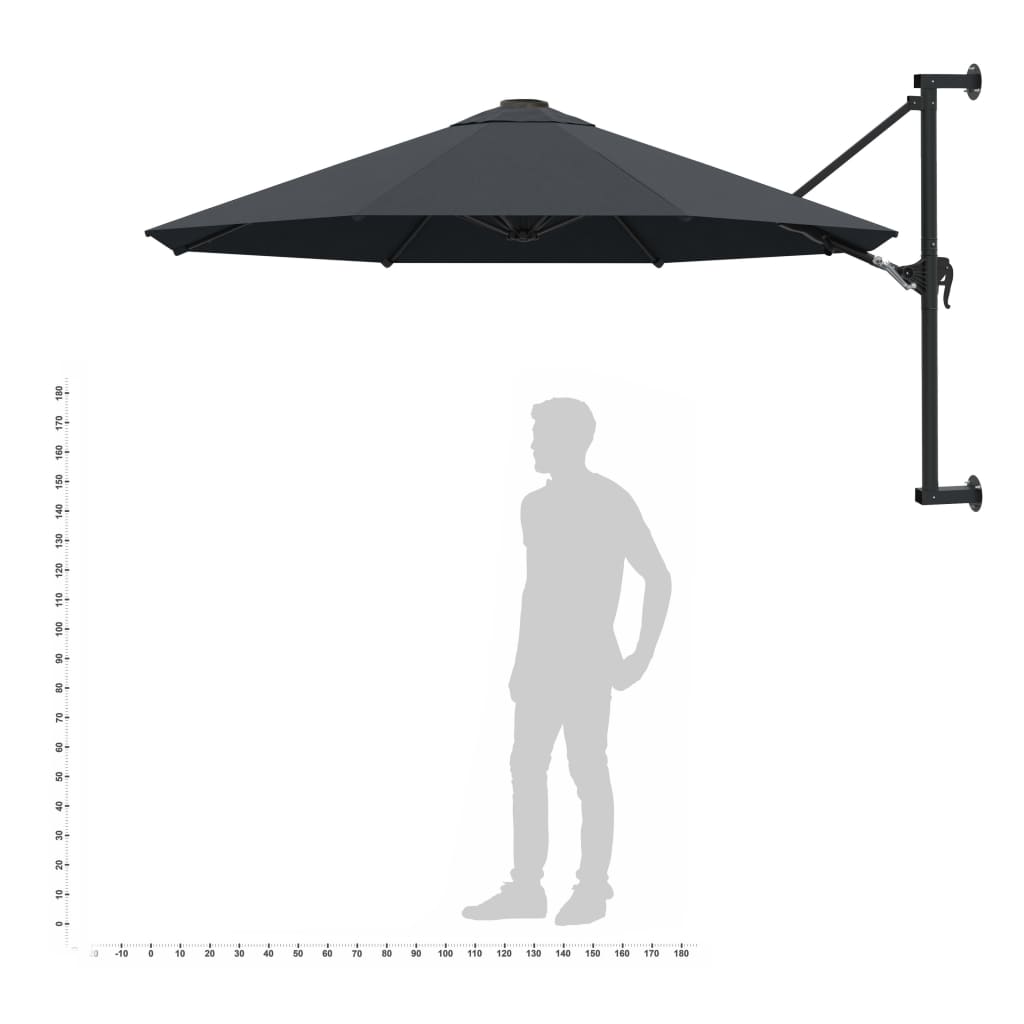 Guarda-sol de parede com mastro de metal 300 cm antracite
