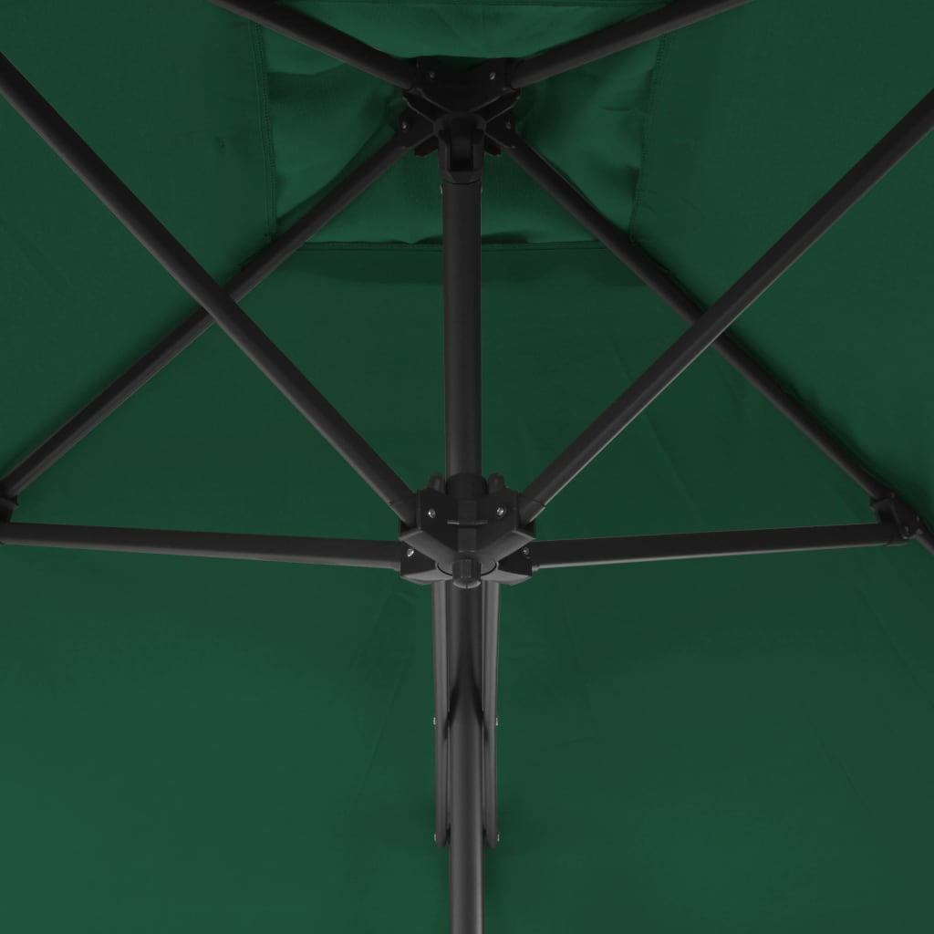 Guarda-sol de exterior com poste em aço 250x250 cm verde