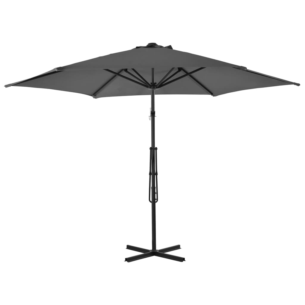 Guarda-sol de exterior com poste de aço 300 cm antracite