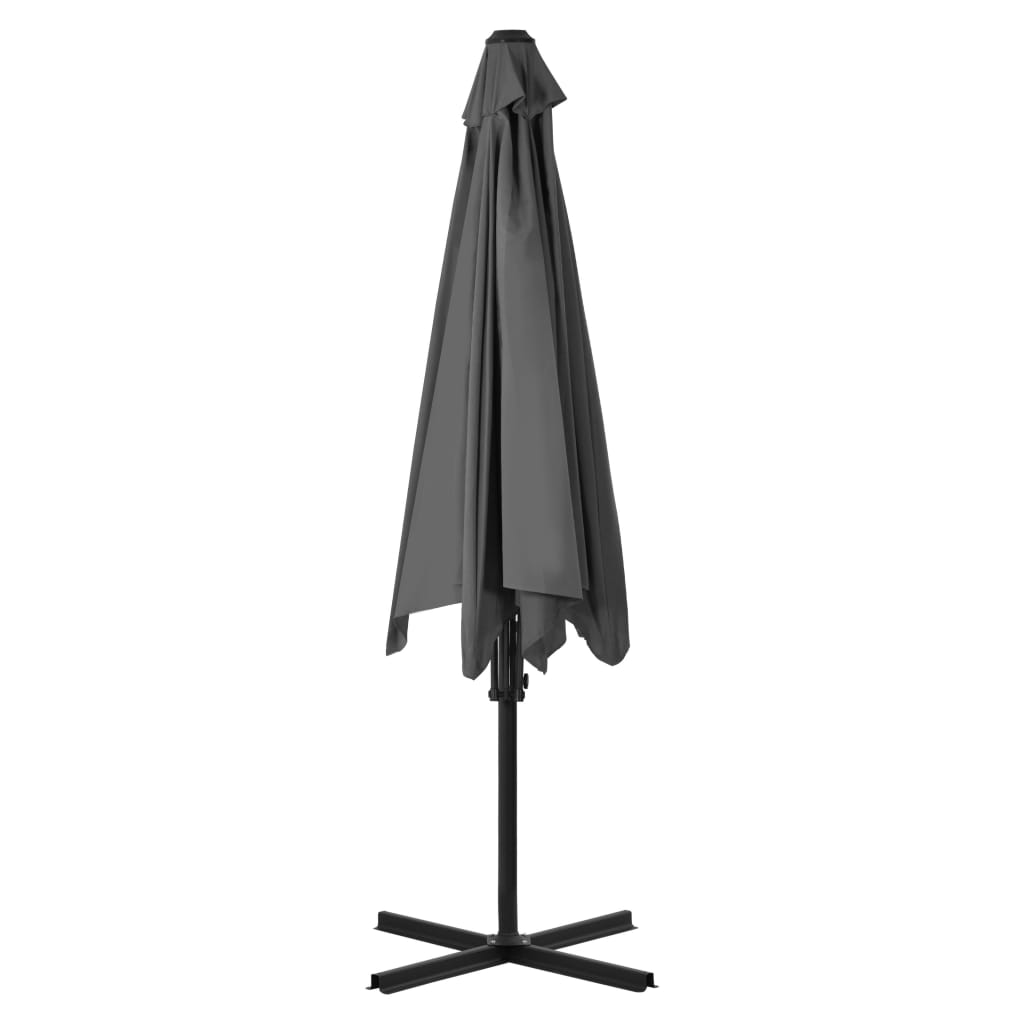 Guarda-sol de exterior com poste de aço 300 cm antracite