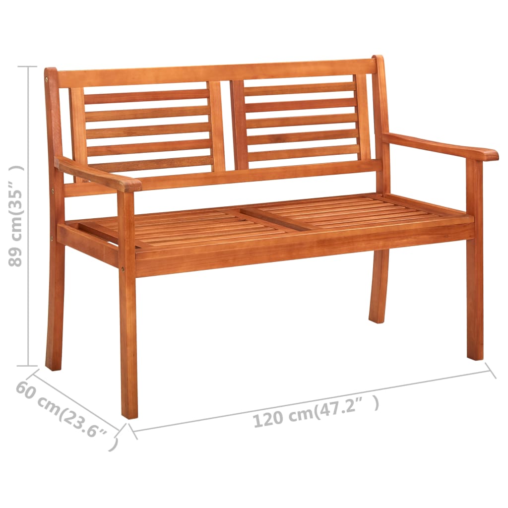 Banco de jardim 2 lugares 120 cm madeira de eucalipto maciça