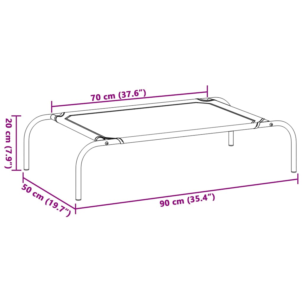 Cama para cães elevada preto S textilene