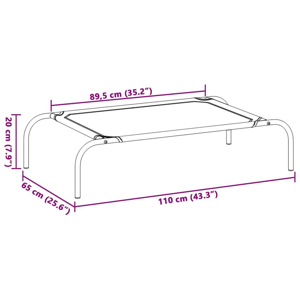 Cama para cães elevada preto S textilene