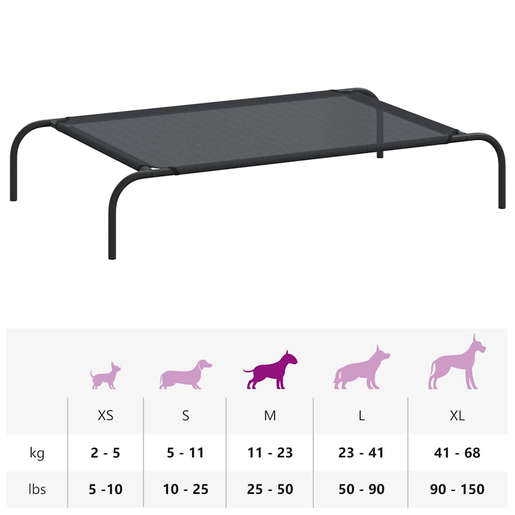 Cama para cães elevada preto S textilene