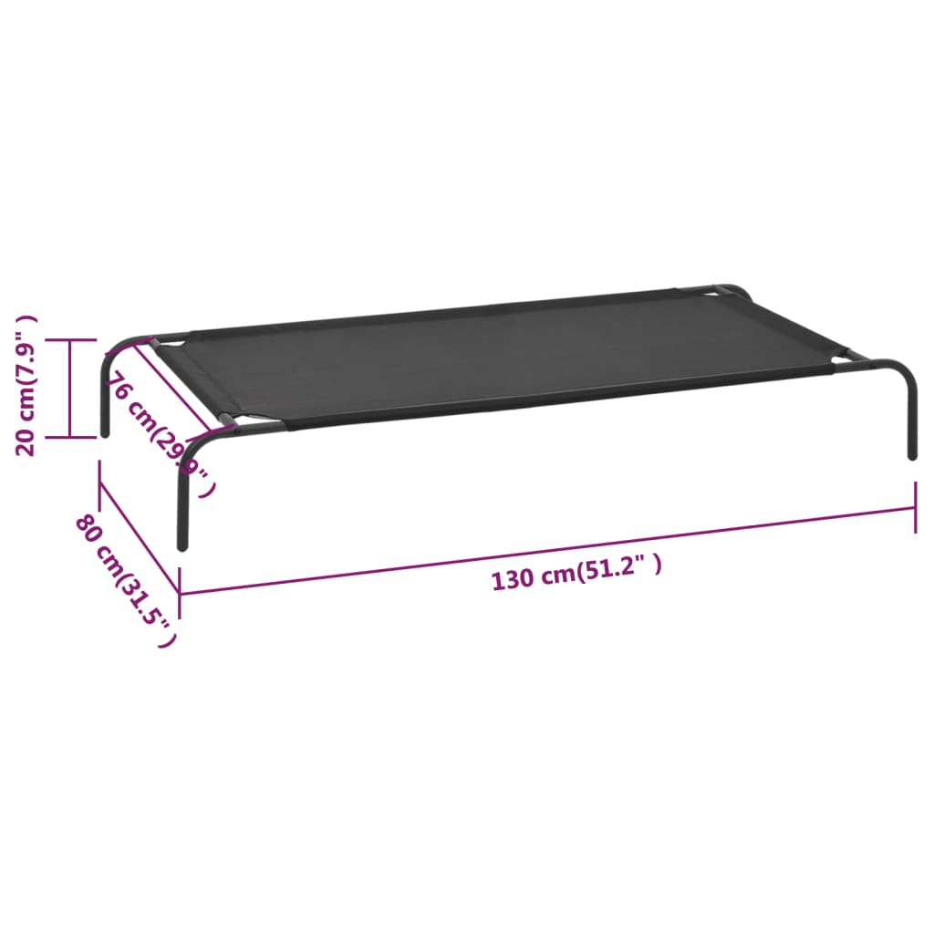 Cama para cães elevada preto S textilene