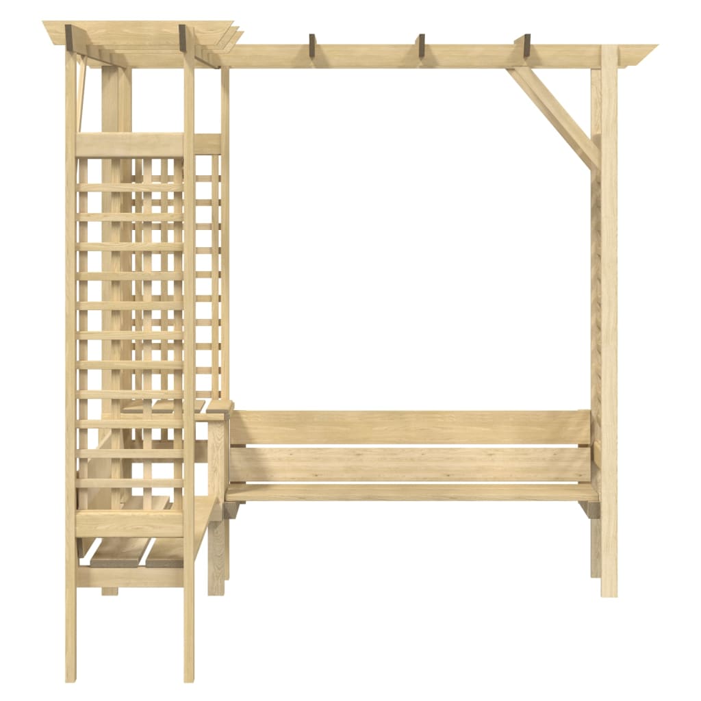 Pérgola de jardim com telhado e banco pinho impregnado