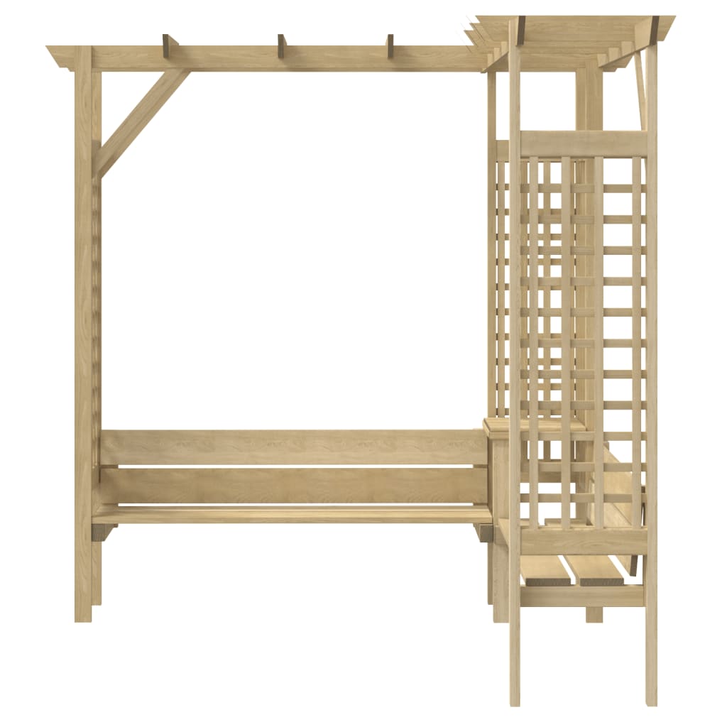 Pérgola de jardim com telhado e banco pinho impregnado
