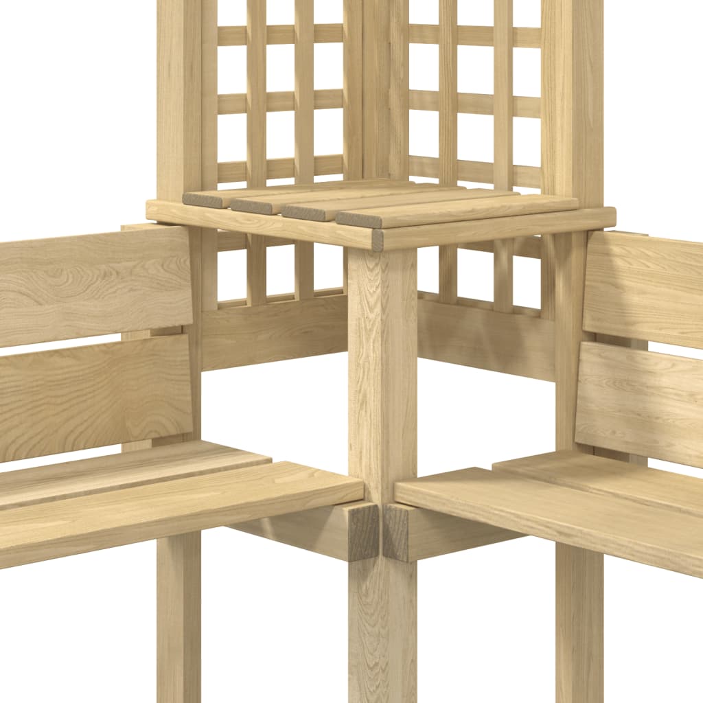 Pérgola de jardim com telhado e banco pinho impregnado