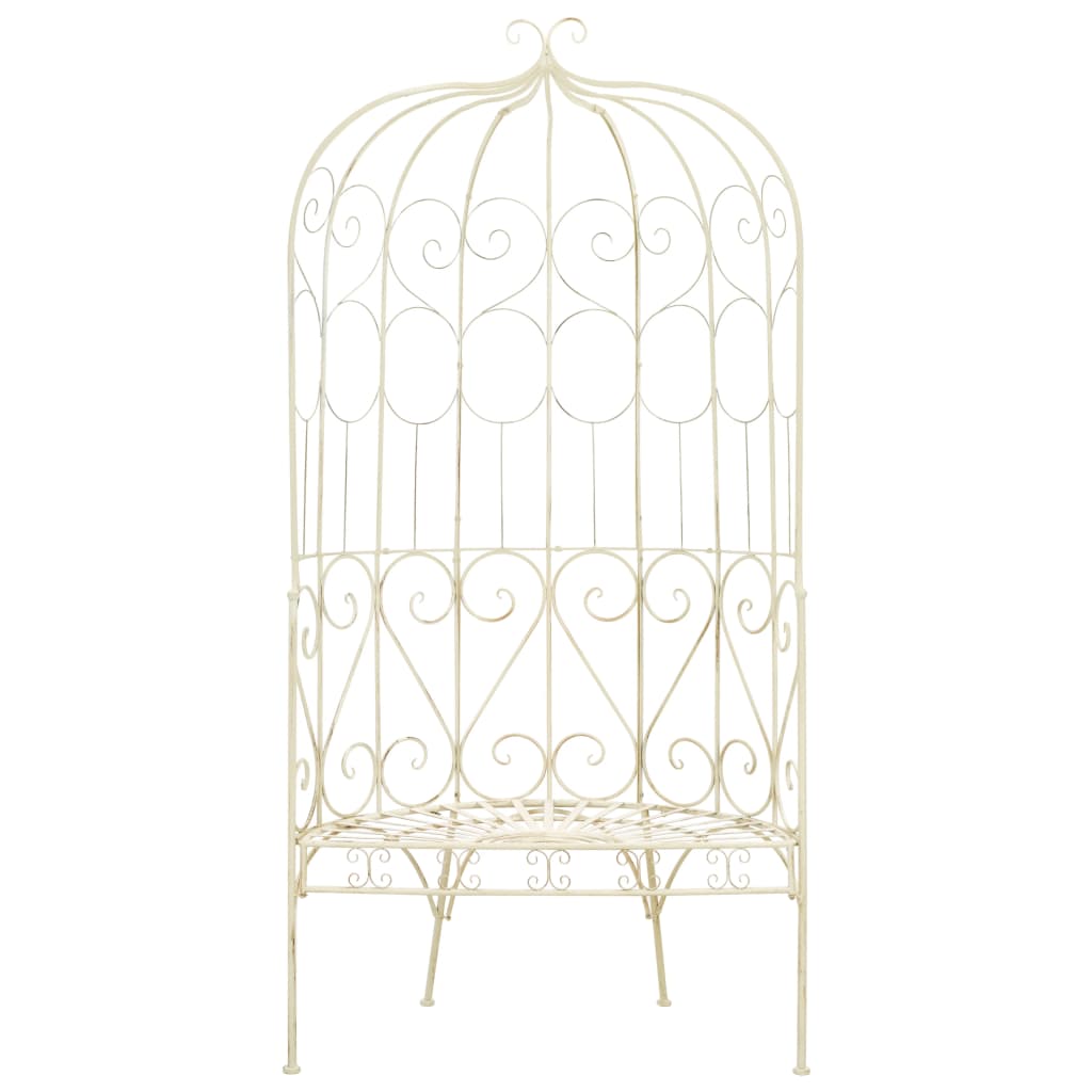 Banco de jardim 95 cm ferro antigo branco