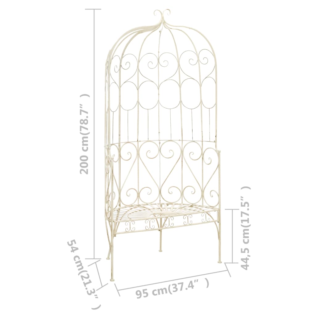 Banco de jardim 95 cm ferro antigo branco