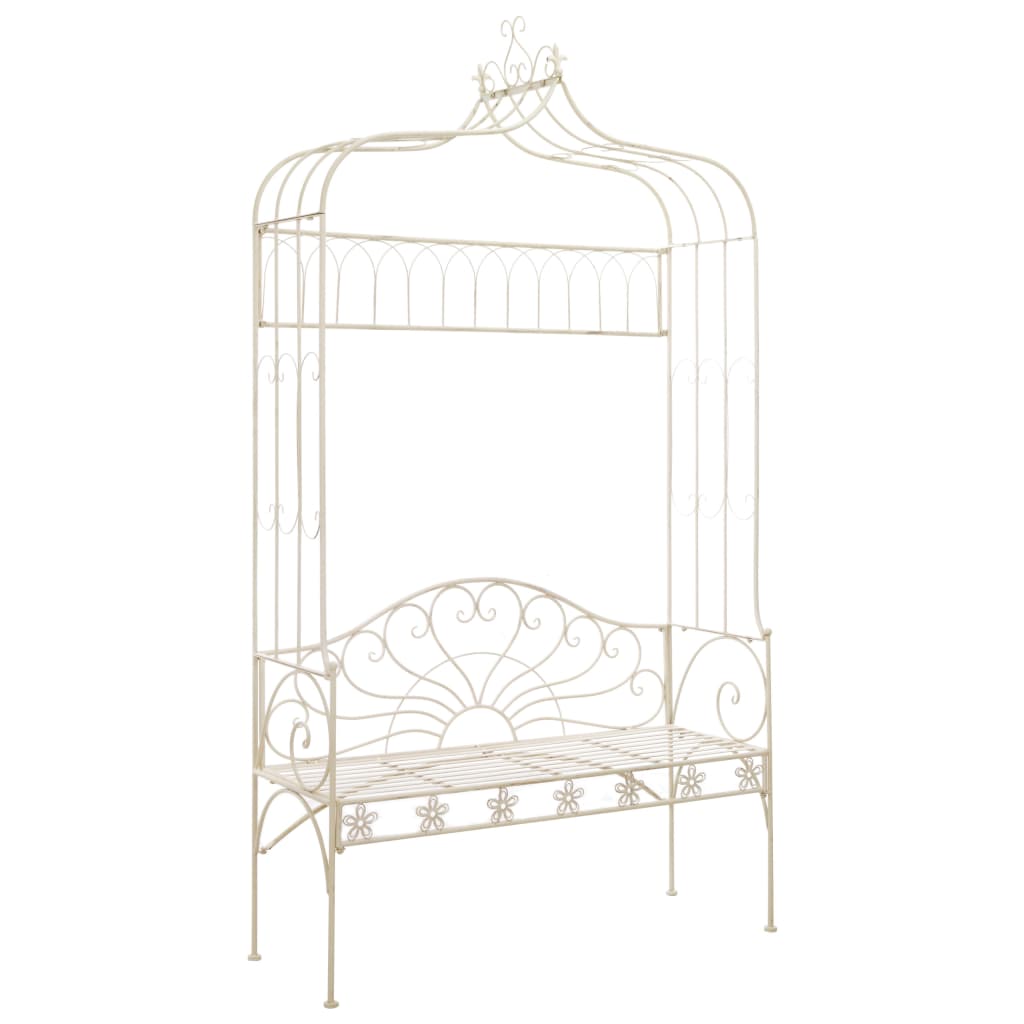 Banco de jardim 122 cm ferro branco antigo