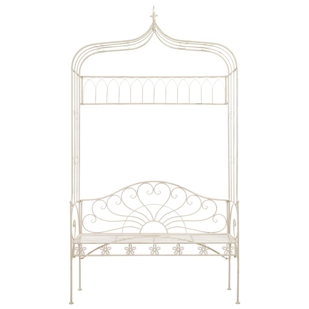 Banco de jardim 122 cm ferro branco antigo