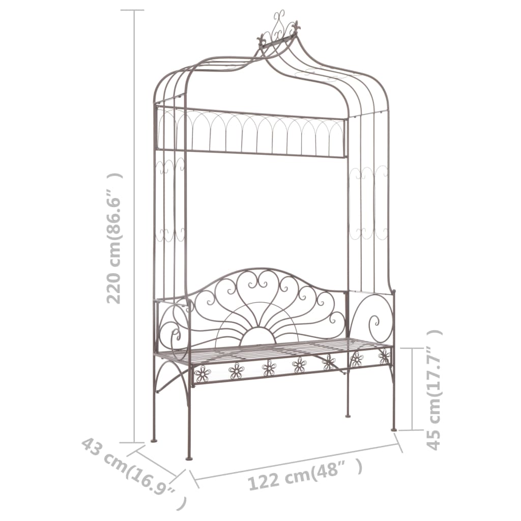 Banco de jardim 122 cm ferro antigo castanho
