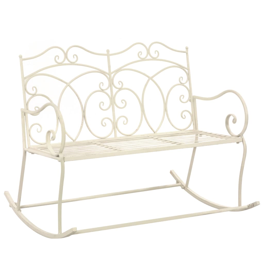 Banco de jardim 104 cm ferro branco antigo