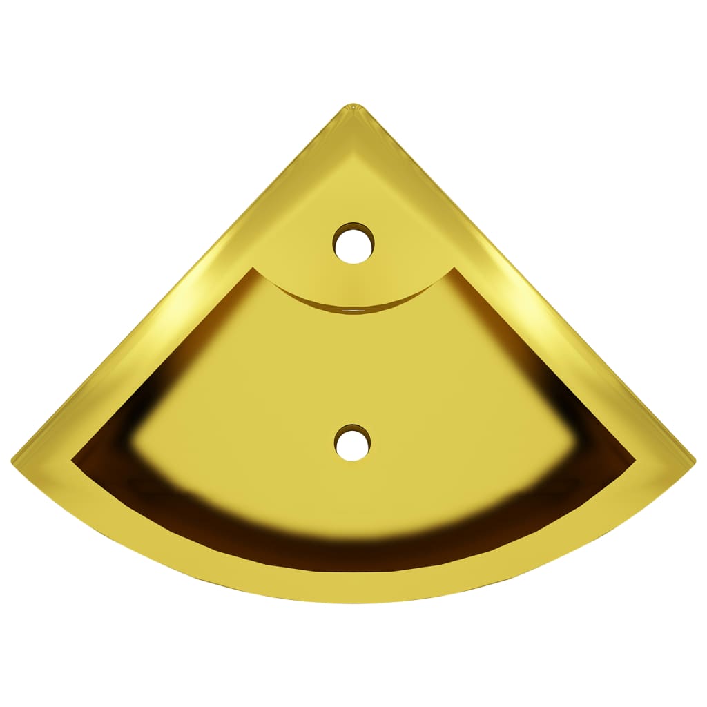 Lavatório com extravasamento 45x32x12,5 cm cerâmica dourado