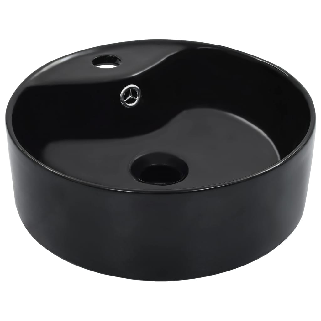 Lavatório com extravasamento 36x13 cm cerâmica preto