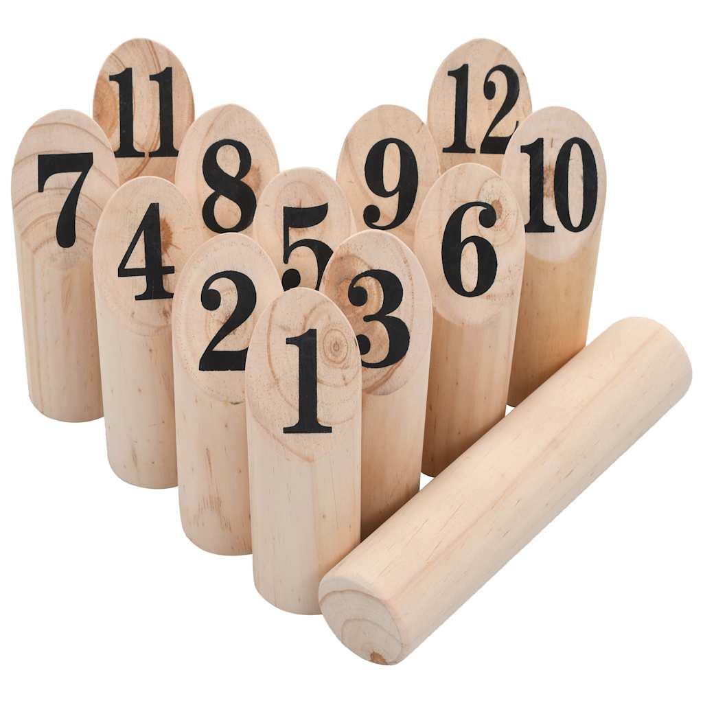 Conjunto de jogo kubb numerado em madeira