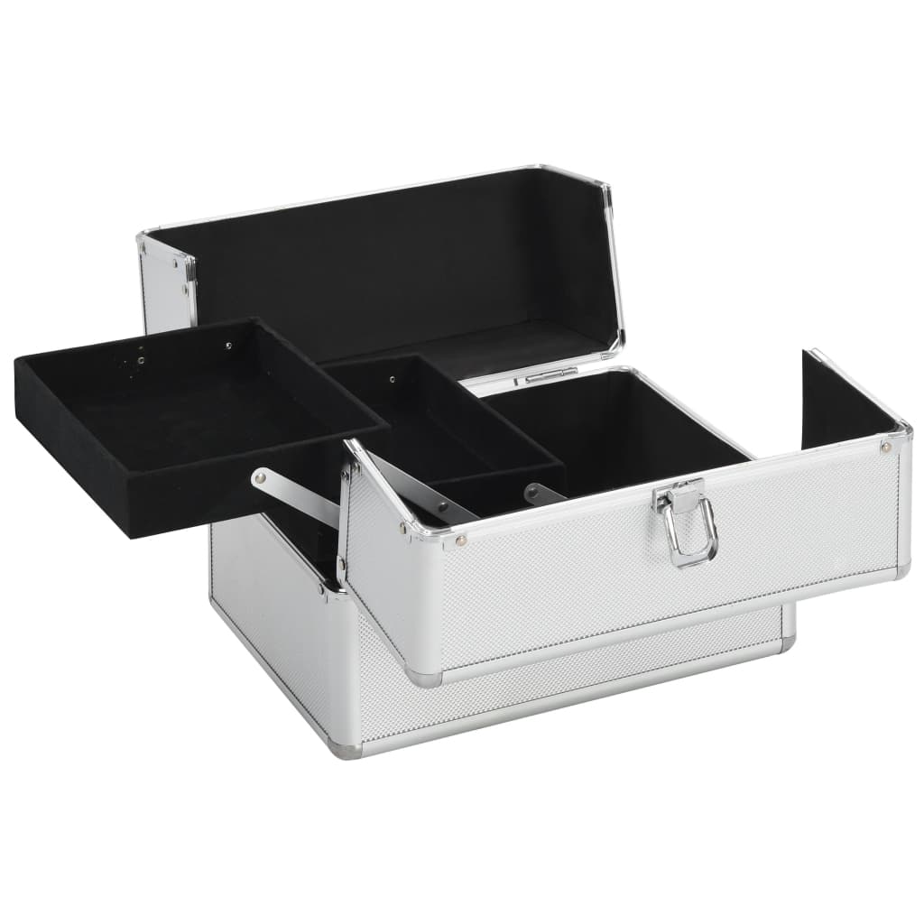 Caixa de maquilhagem 22x30x21 cm alumínio prateado