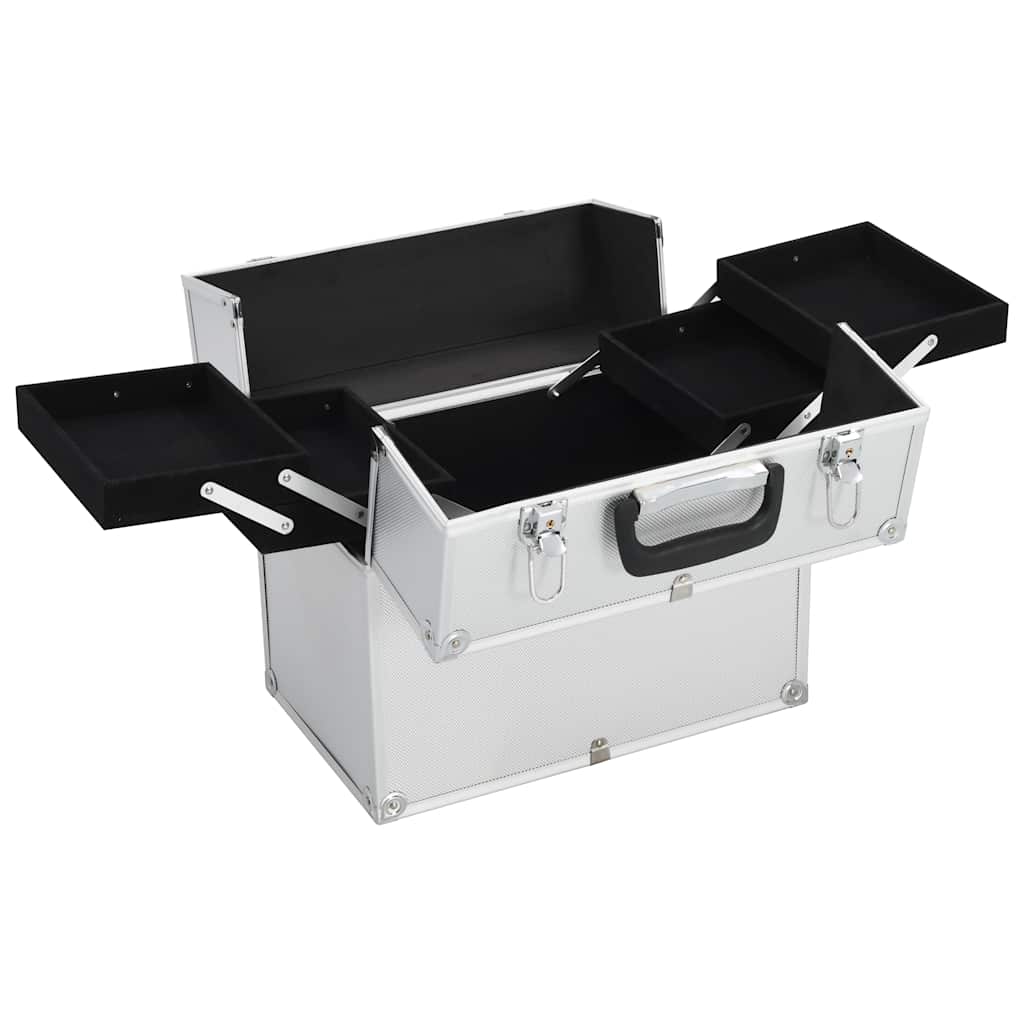 Caixa de maquilhagem 38x23x34 cm alumínio prateado