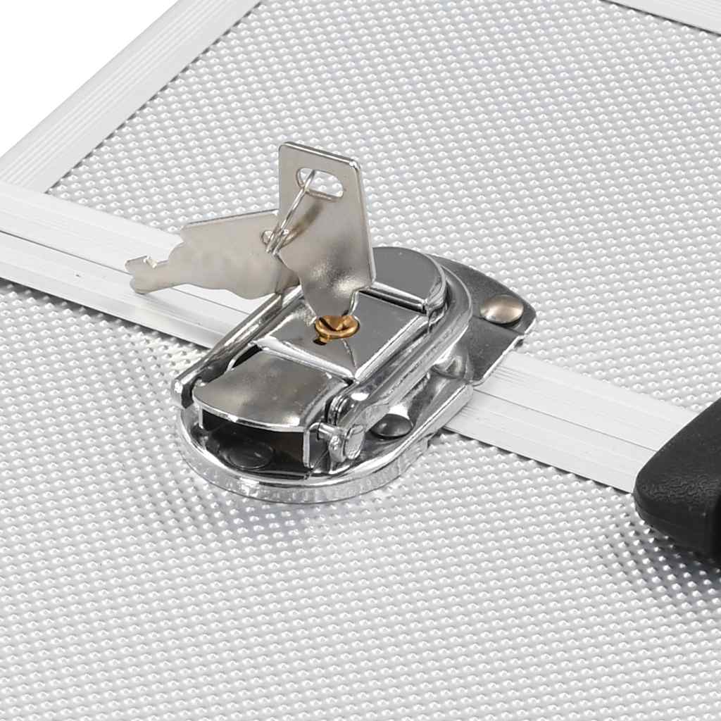 Caixa de maquilhagem 38x23x34 cm alumínio prateado