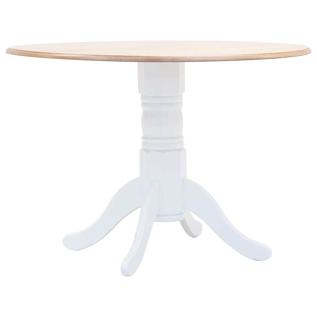 Mesa jantar 114x71x75cm madeira seringueira branco e castanho
