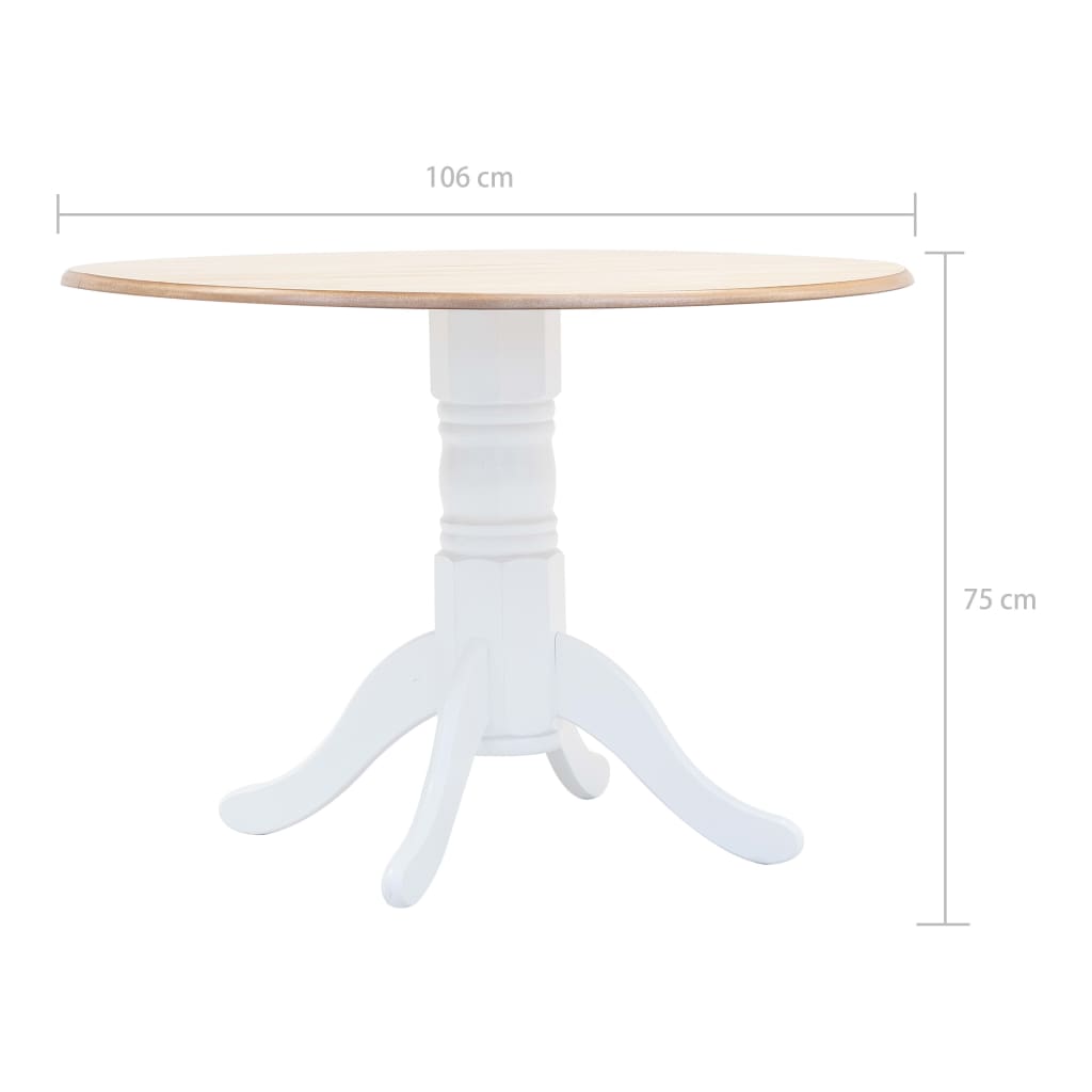 Mesa jantar 114x71x75cm madeira seringueira branco e castanho