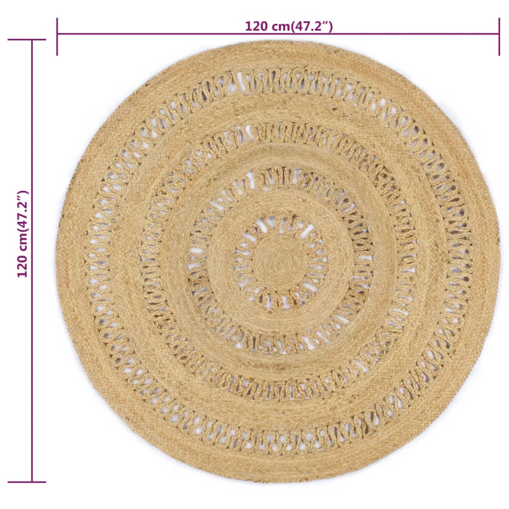 Tapete artesanal em juta trançada 90 cm