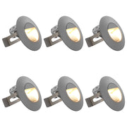 Iluminação LED de parede exterior 6 pcs 2 W redondo prateado