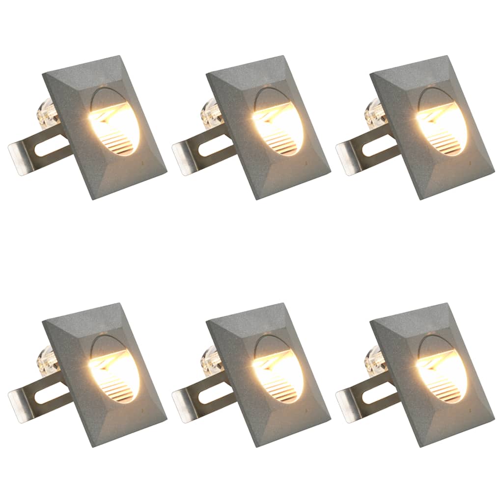 Iluminação LED de parede exterior 6 pcs 2 W quadrado prateado