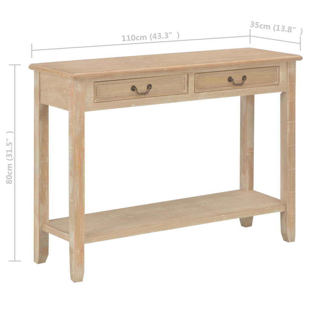 Mesa consola 110x35x80 cm madeira branco