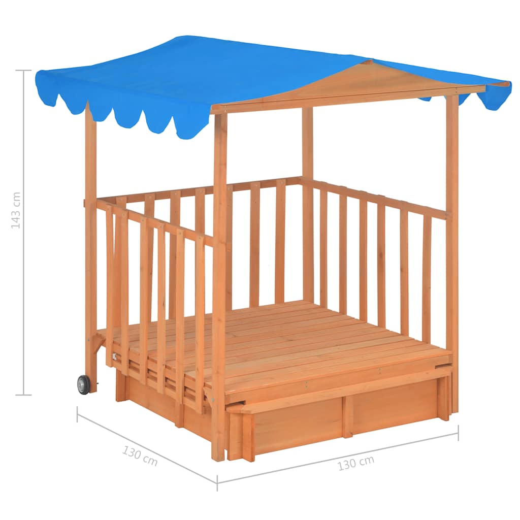 Casa de brincar infantil c/ caixa areia madeira abeto azul UV50