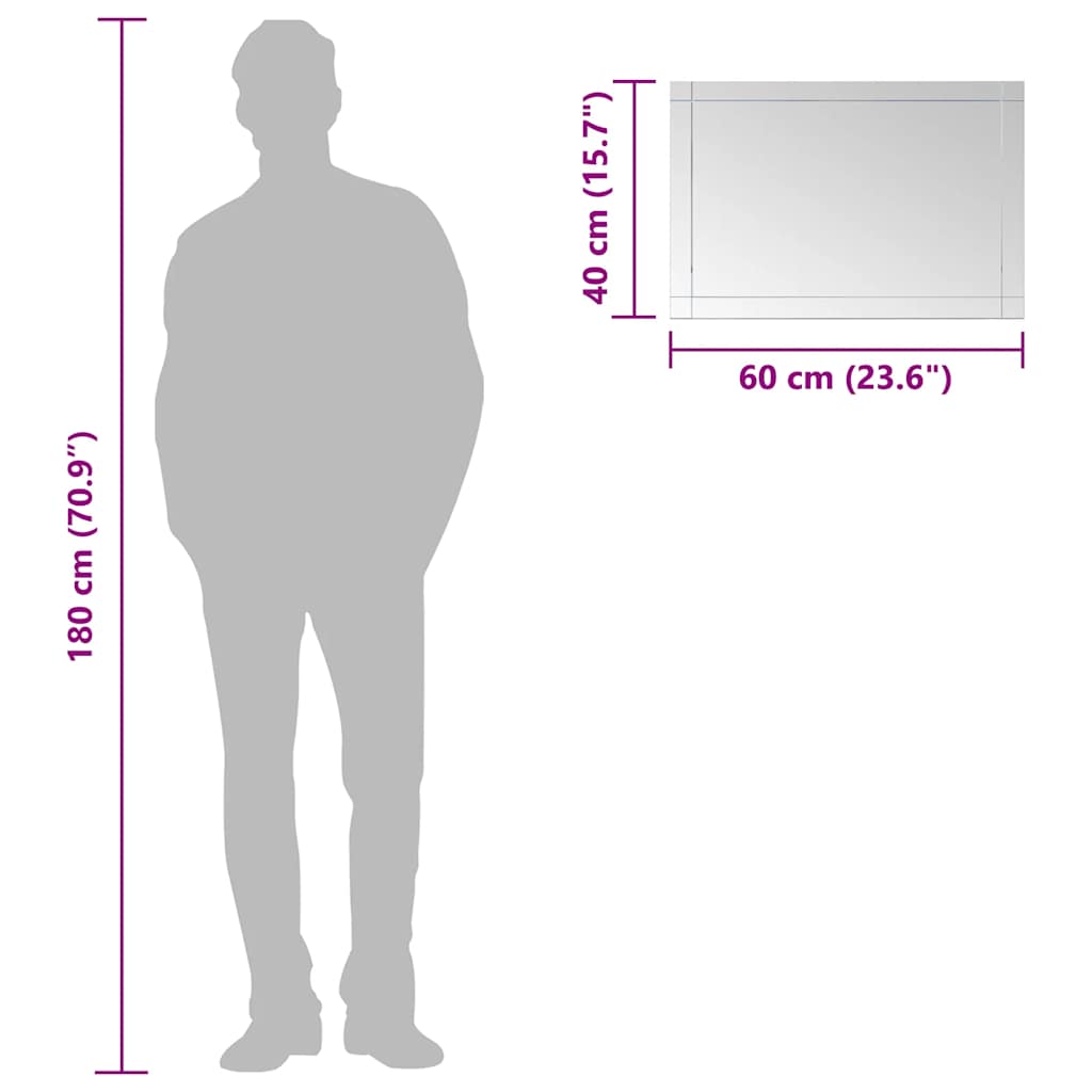 Espelho de parede 100x60 cm vidro