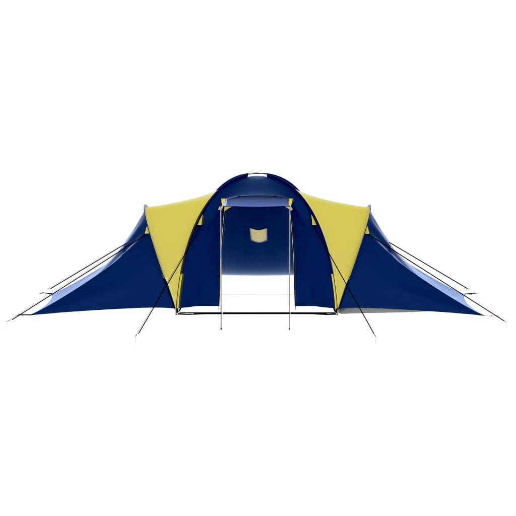 Tenda de campismo 9 pessoas tecido azul e amarelo
