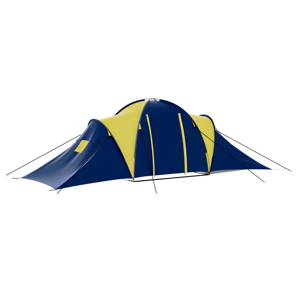 Tenda de campismo 9 pessoas tecido azul e amarelo