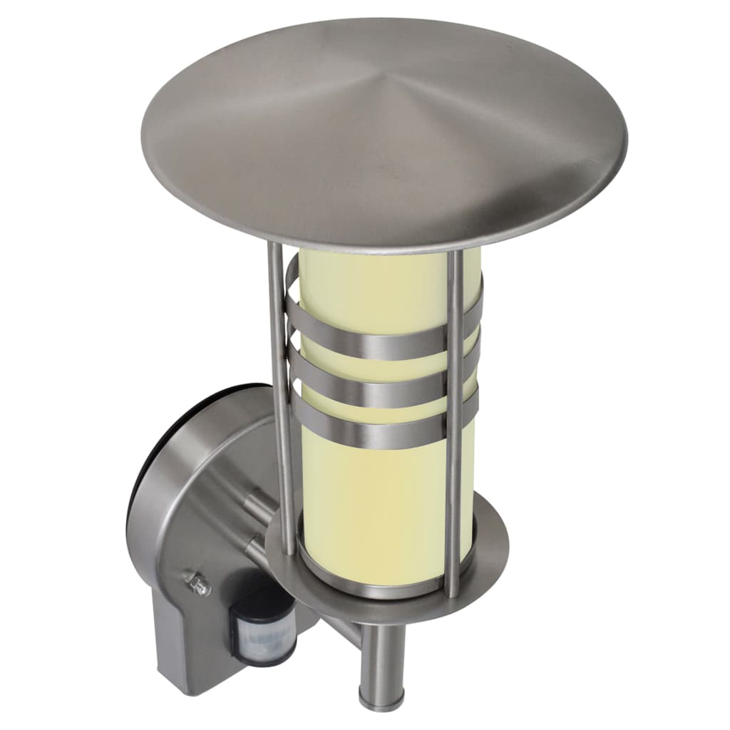 Lâmpada parede de aço inoxidável, forma de cilindro com sensor